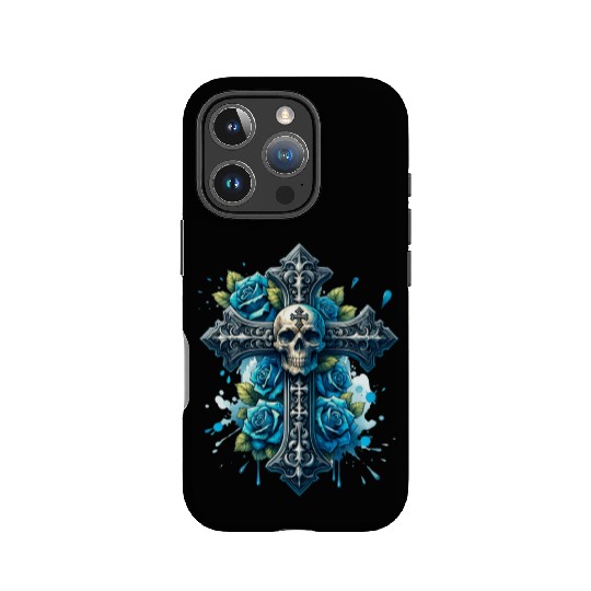 Gothic Collection - Cross, Skull & Blue Roses IPhone Cases