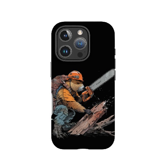 Beaver Lumberjack Chainsaw IPhone Cases