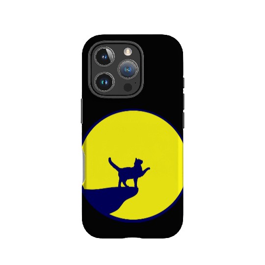 Cat Moon Cliff At Night Werewolf Round Howling Fun IPhone Cases