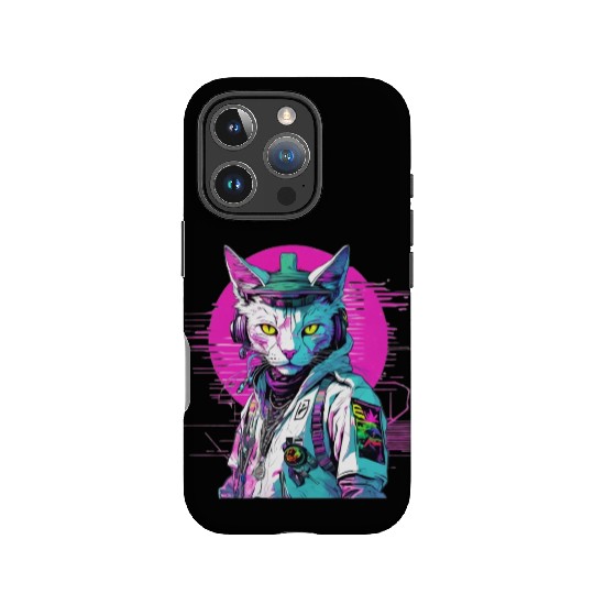 Neon Cyberpunk Warrior Cat IPhone Cases