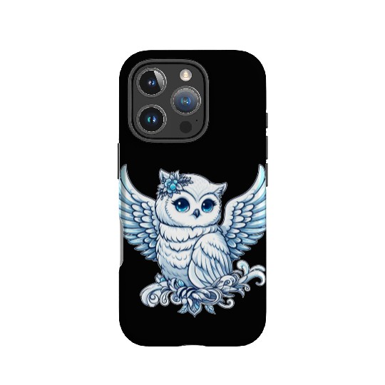 Cute snowy owl blue eyes angel wings cartoon IPhone Cases