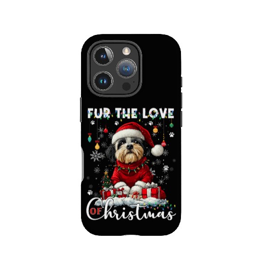 Shih Tzu Christmas Tree Lights Decorations Dog IPhone Cases