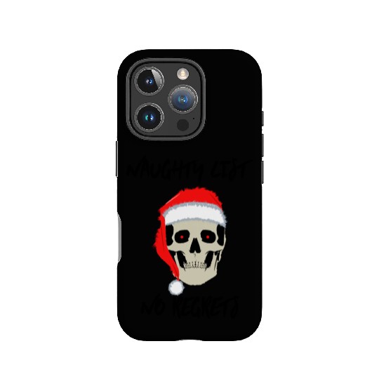 Naughty List No Regrets Santa Skull IPhone Cases