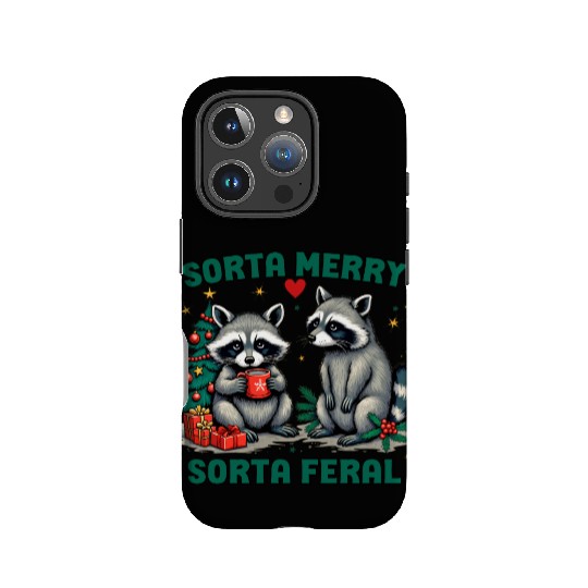 Sorta Merry Sorta Feral Funny Raccoon Christmas IPhone Cases