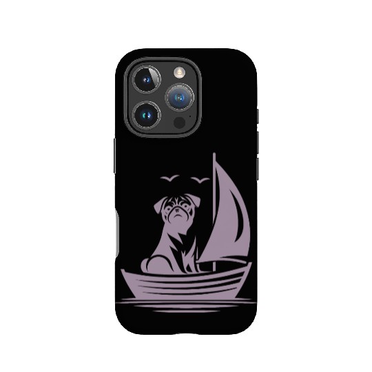 Pug silhouette sailboat minimalist IPhone Cases