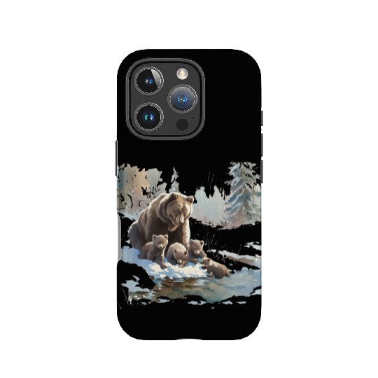 Retro 399 Grizzly Bears Wilderness Scene 90s IPhone Cases