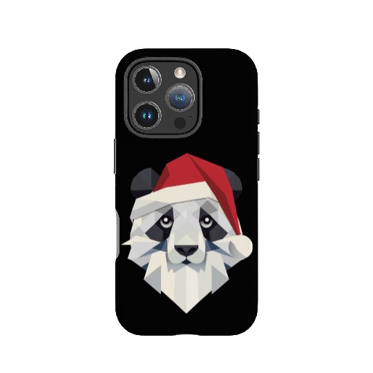 Cheerful Christmas panda in modern style IPhone Cases