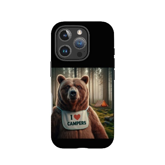 I love campers Grizzly bear with bib IPhone Cases