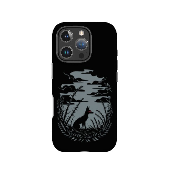 Dark Cottagecore Nighttime Wilderness with Wolf IPhone Cases