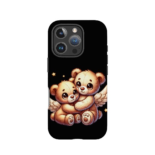 cute angel teddy bears in a loving embrace IPhone Cases