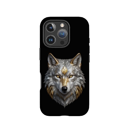 Majestic Silver/Gold Wolf IPhone Cases