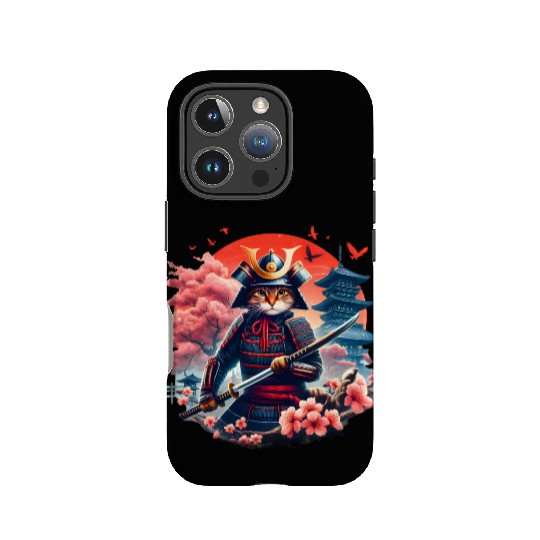 Samurai Cat Graphic Warrior Vintage Japanese Anime IPhone Cases