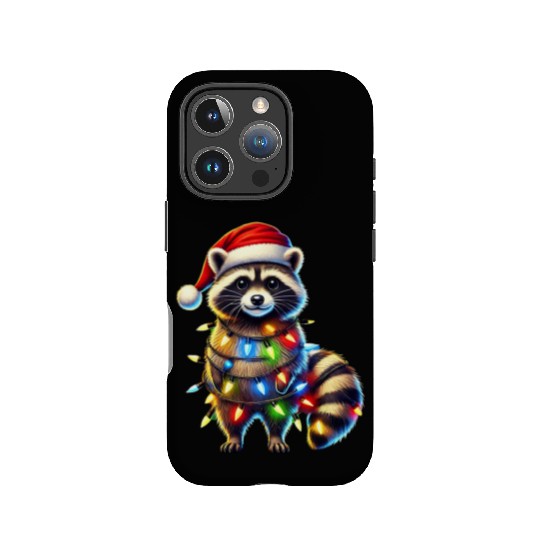 Festive Raccoon with Christmas Lights IPhone Cases