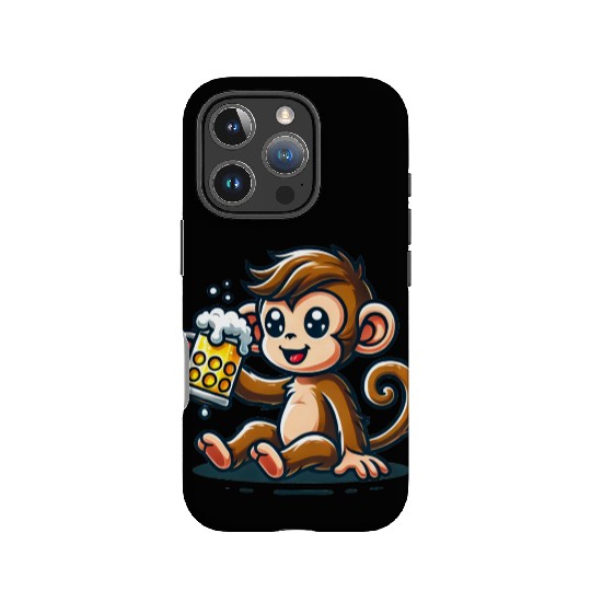 Cute Monkey Drinking Beer IPhone Cases