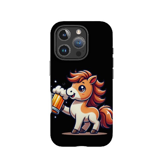 Cute Pony Drinking Beer 3 IPhone Cases