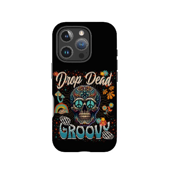 Drop Dead Groovy Psychedelic Skull IPhone Cases