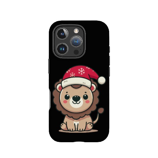 lion cub with christmas hat IPhone Cases