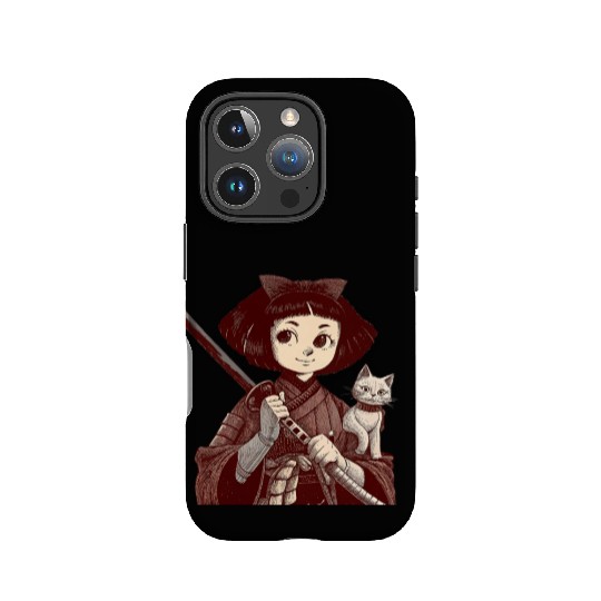 Chibi Samurai Warrior Cat Companion & Blossoms IPhone Cases