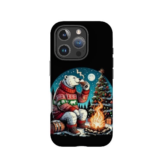 Cozy Christmas Polar Bear: Eggnog & Fireside Cheer IPhone Cases
