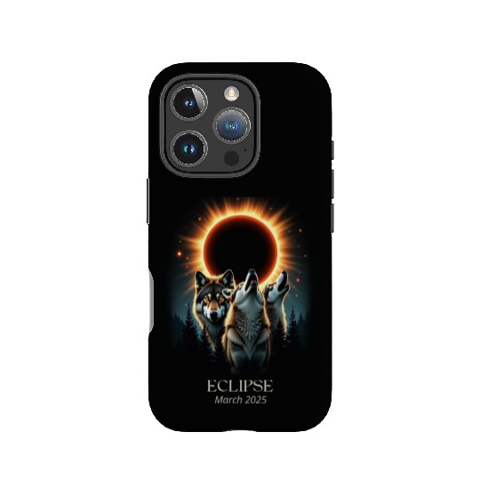 Three Wolves and Solar Eclipse, Forest Wolf Animal IPhone Cases