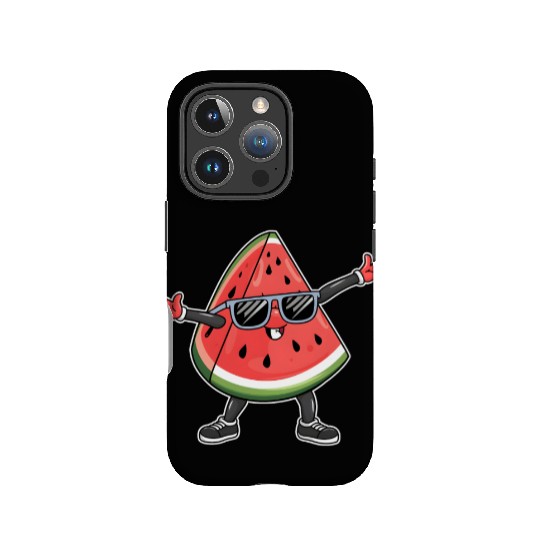 Funny Kawaii Watermelon Smiling with Sunglasses Ad IPhone Cases