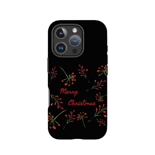 Merry Christmas greeting surrounded by Holly IPhone Cases