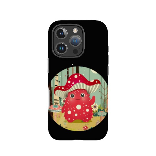 Funny mushroom monster in the colorful forest IPhone Cases