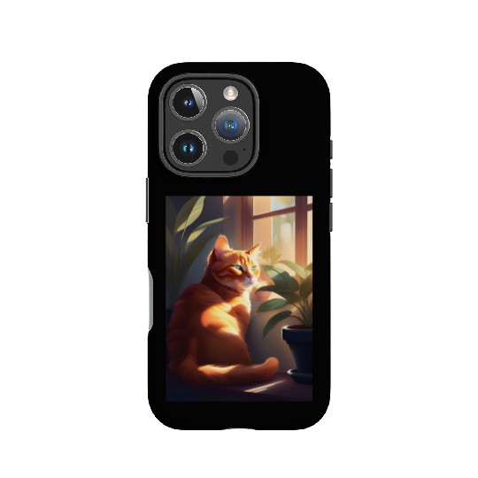 Cat painting red black cat IPhone Cases