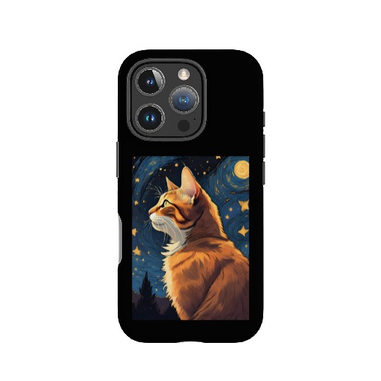 Cat painting red black cat IPhone Cases