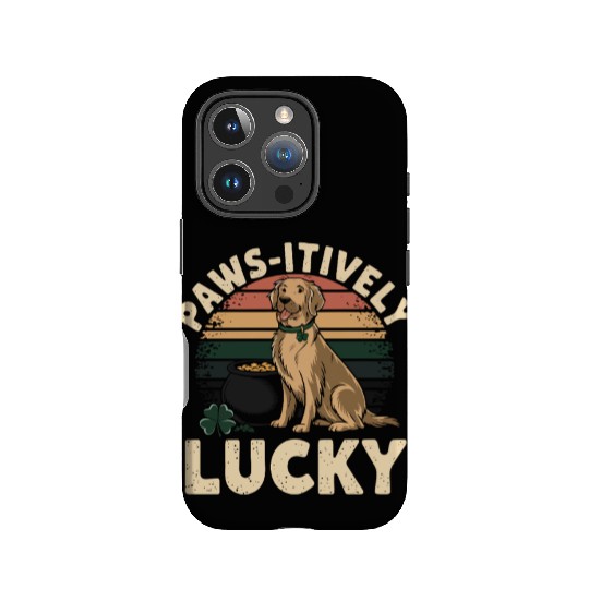 Paws-itively Lucky: Golden Retriever St. Patrick's IPhone Cases