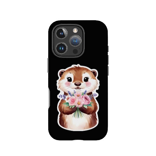 Otter with flowers IPhone Cases