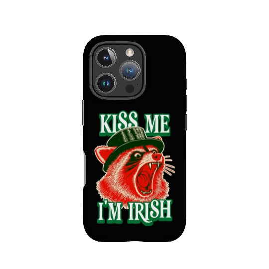 Kiss Me I'm Irısh Feral Raccoon Funny Saint Patric IPhone Cases