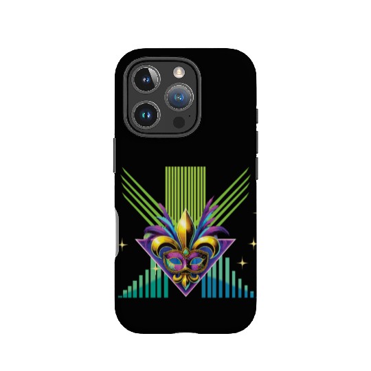 Mardi Gras Retro Synthwave Mask Design IPhone Cases