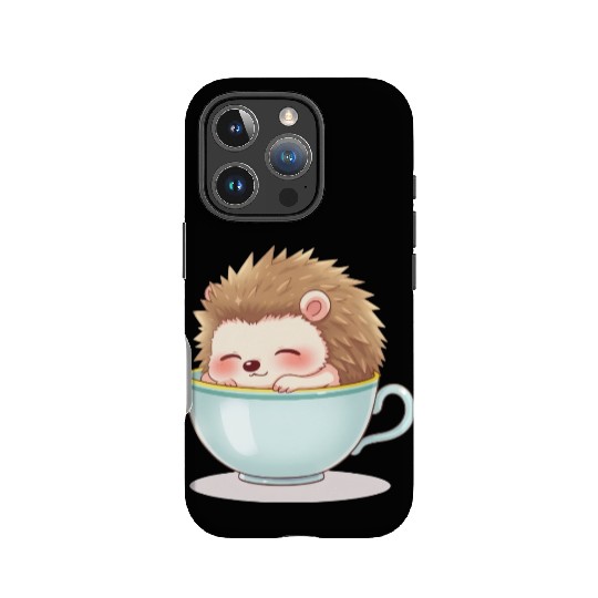 Cute hedgehog relaxing in a light blue cup IPhone Cases