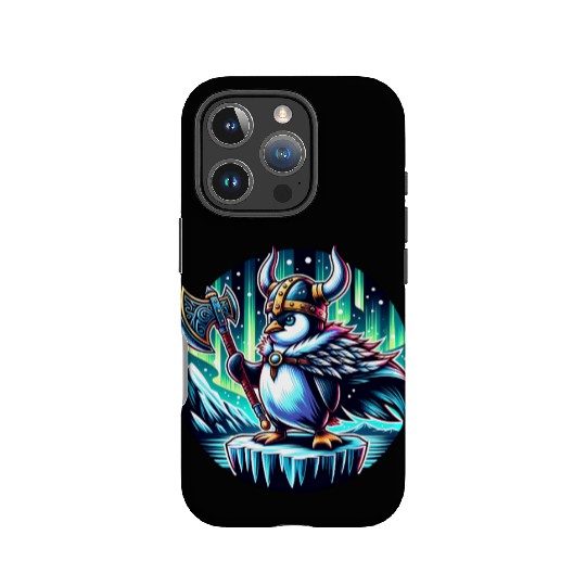 Viking Penguin with Axe Under Northern Lights IPhone Cases