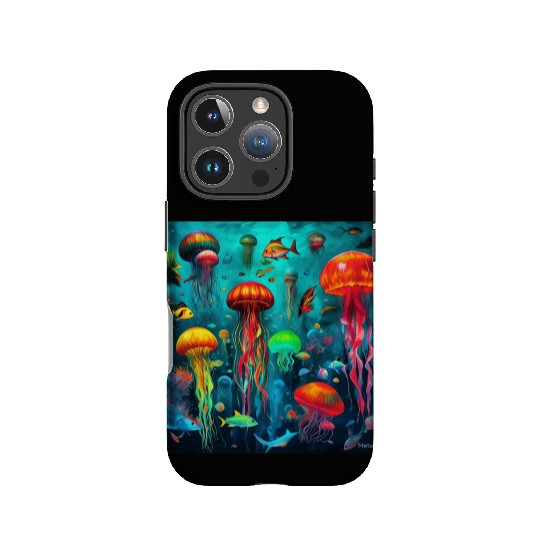 Jellyfish atomic and neon. IPhone Cases