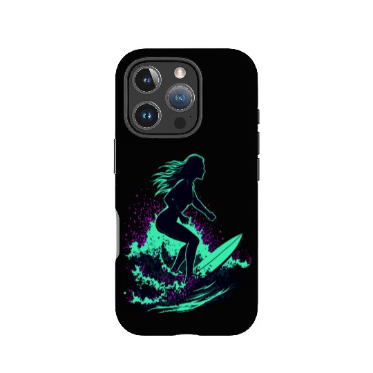 Stylish Female Surfer Surfing Waves IPhone Cases