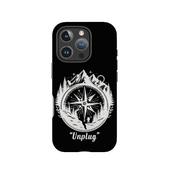Compass Mountains Hiker, Unplug Nature Adventure IPhone Cases