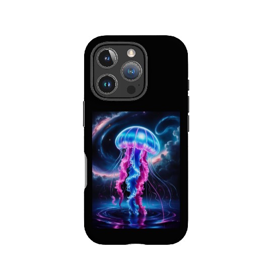 A mesmerizing neon jellyfish gracefully floating IPhone Cases