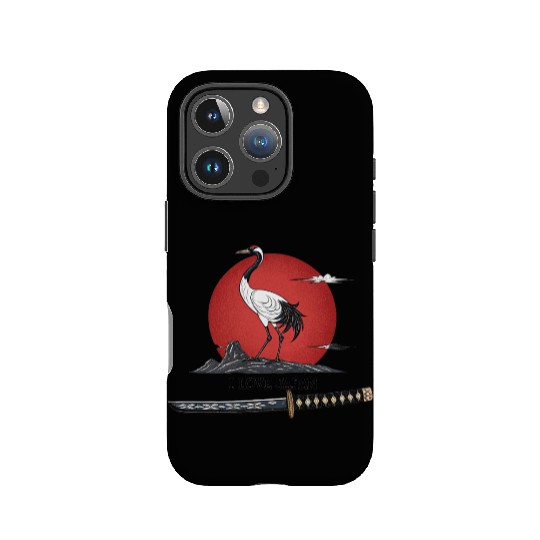 Japanese Crane with Katana and MounT FUJI POSTER IPhone Cases