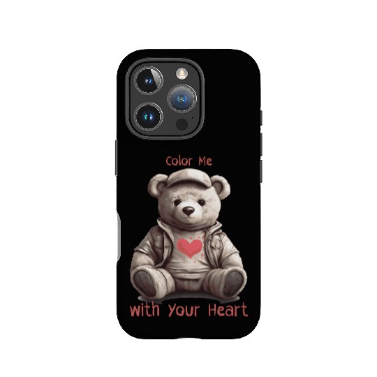 teddy bear - color me with your heart IPhone Cases