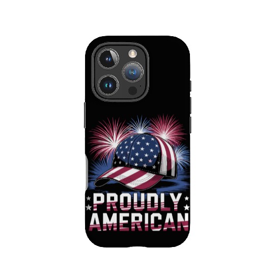 Proudly American Hat With Fireworks and Stars IPhone Cases