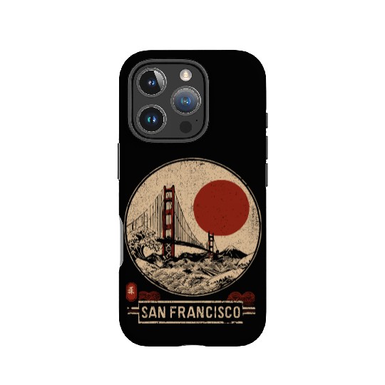 San Francisco - Woodblock Print IPhone Cases