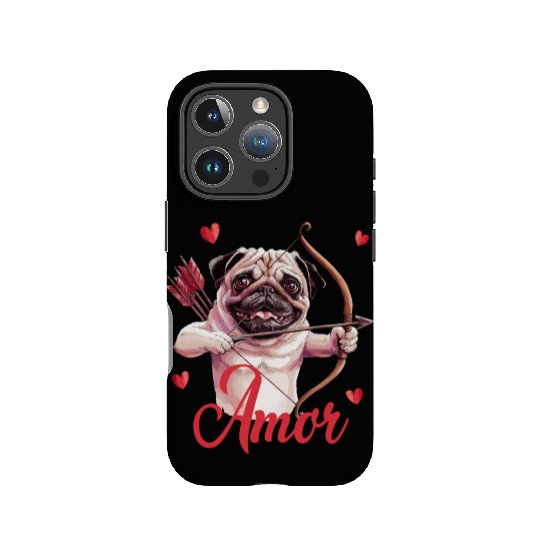Amor Cupid Pug with Bow and Hearts IPhone Cases