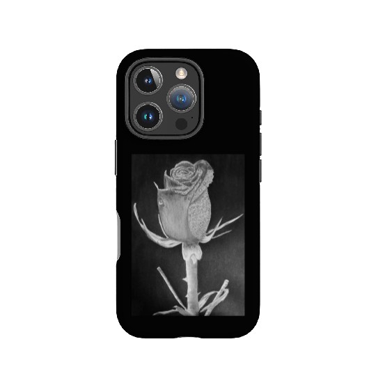 Realistic Graphite Rose & Dew Drawing - RT Art © IPhone Cases