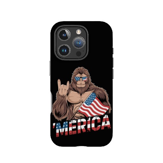 Patriotic Bigfoot with US Flag IPhone Cases
