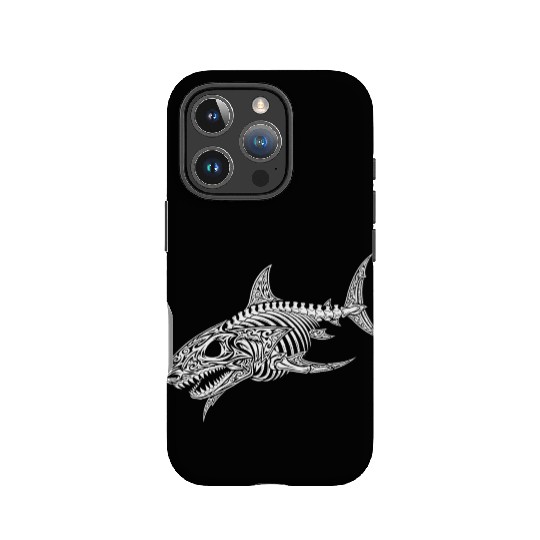 tribal design skeleton shark IPhone Cases