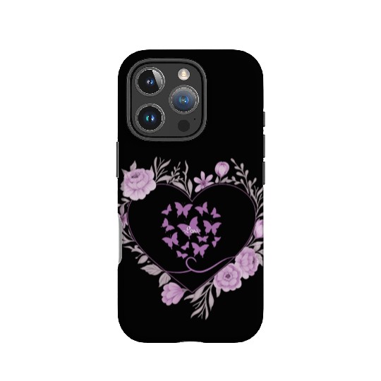 heart with roes frams and butterflies IPhone Cases