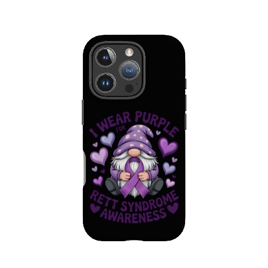 Purple Rett Syndrome Awareness Gnome IPhone Cases
