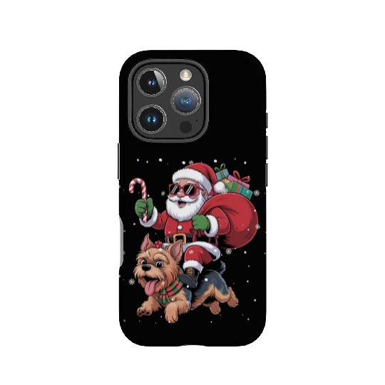 Santa Claus Yorkie Dog Christmas In July IPhone Cases